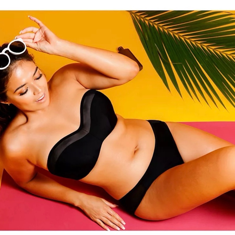 NWT Curvy Kate Sheer Class Bandeau Bikini top with detachable straps 38K US
